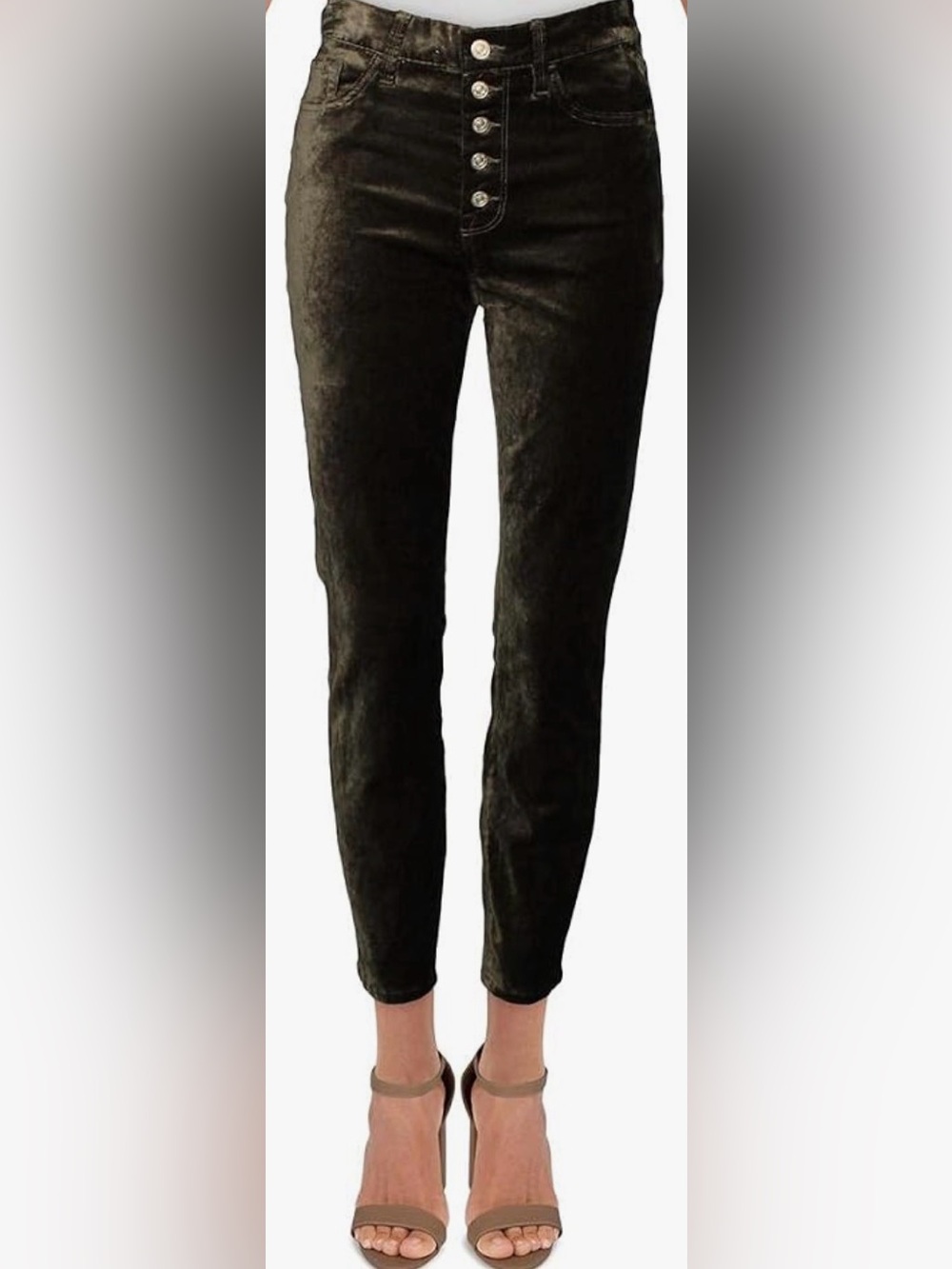 ✨🫒7 For All Mankind Womens Velvet High Waisted Skinny Jeans Green 24